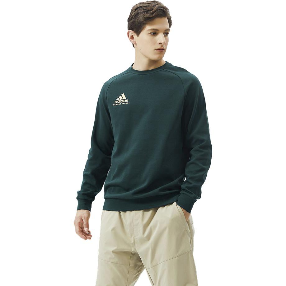 Adidas Casual Solid Color Long Sleeve Sweatshirt Men Tops Dark-Green ADICSTL06-GNG