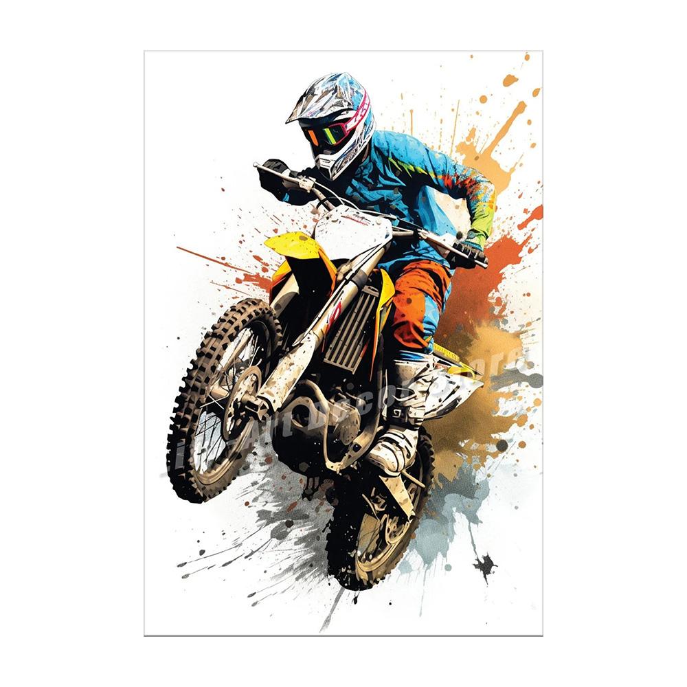 Watercolour Dirt Bike Motocross Posters Prints Canvas Painting Motorcycle Motorbike Wall Picture for Room Home Decor Biker Gift