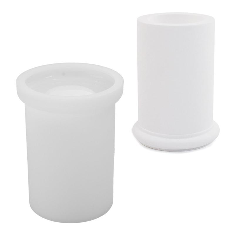 Striped Cylinder Resins Jar Molds Candlestick Molds for Making Candlestick Tealight Holder Storage Jar, Resins Lid Molds