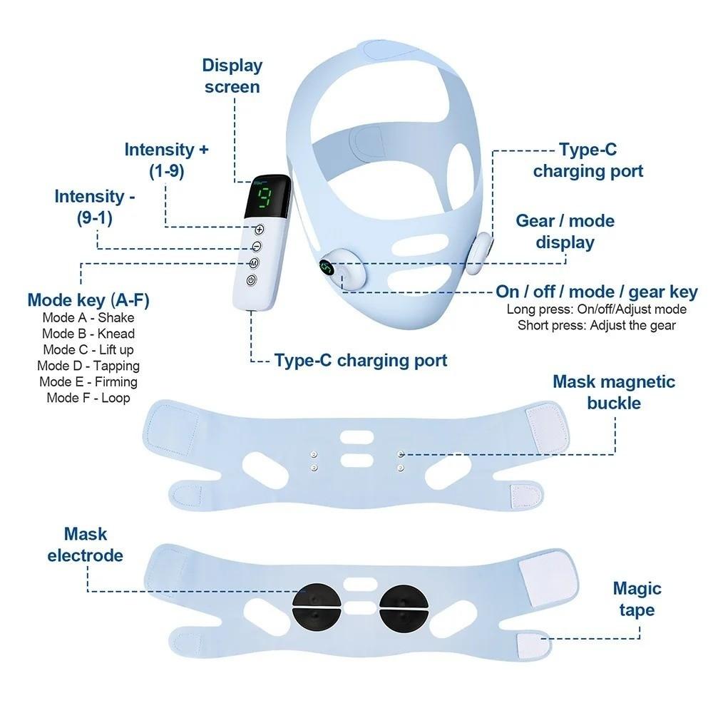 Intelligent Facial Massage Strap Adjustable Intensities Facial Shaping Massager Cheek Lift Up