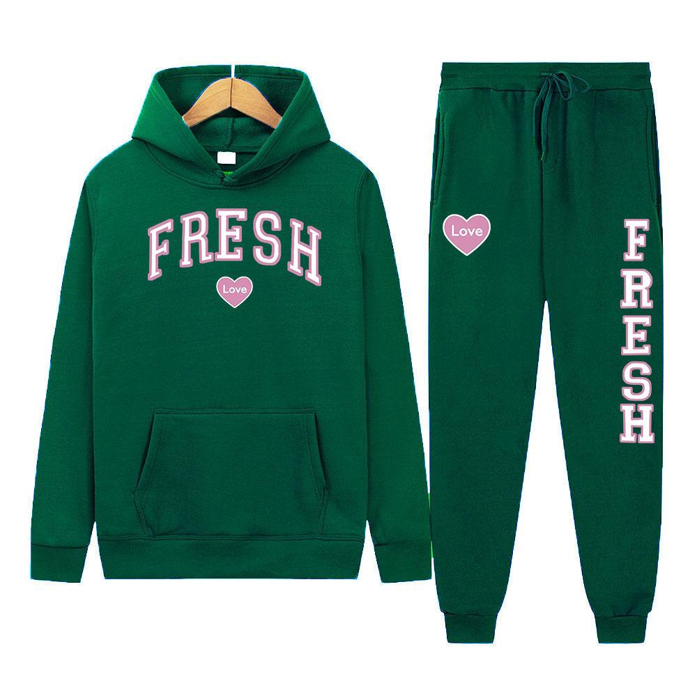 Svěží potisk Dámská tepláková souprava 2dílná sada Mikina s kapucí + Kalhoty se stahovací šňůrkou Mikiny Běžecké sportovní oblečení Dámský podzimní sport