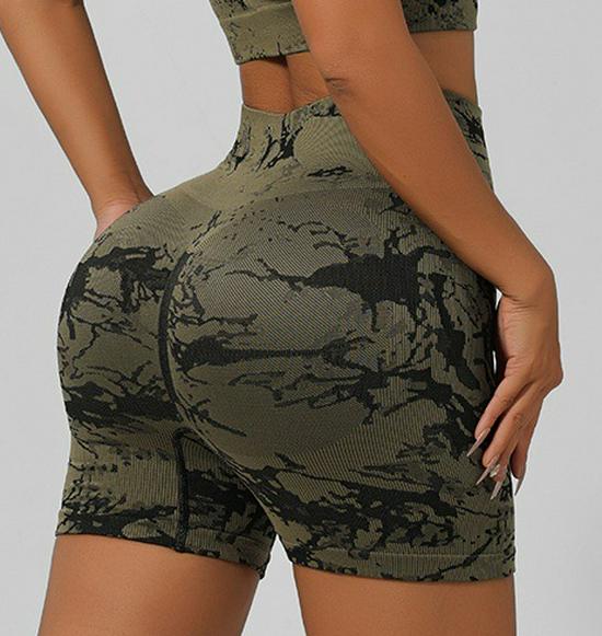Tie-Dye Yoga Set: Beautiful Back Sports Bra & High-Waist Peach Lift Leggings