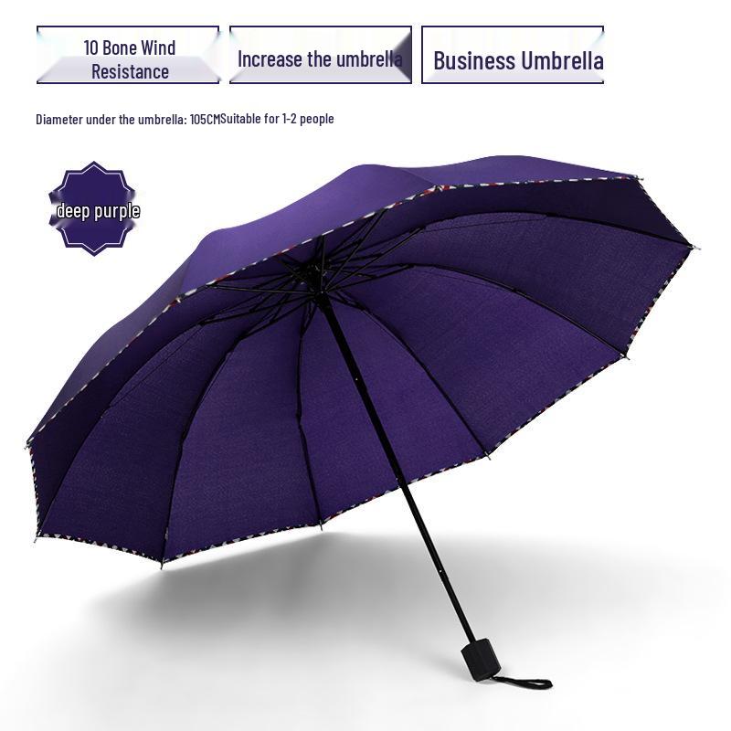 Extra-Large Automatic Black Men's Sunshade & Rain Umbrella - Sturdy, Foldable, Customizable with Thickened Design