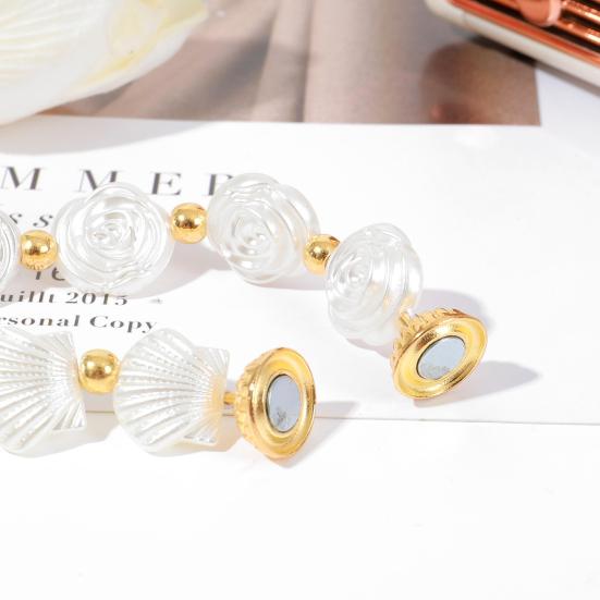 Magnetic Curtain Tiebacks Strong Magnets No Holes Holdbacks Camellia Shell Shape Curtain Tie for Living Room Bedroom Kitchen Bathroom