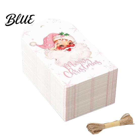 Holiday Craft Tags 50 Pcs Christmas Gift Tags Merry Thick Paper Labels with Santa Claus Jute Rope for Wrapping DIY Crafts New Year Party Favors