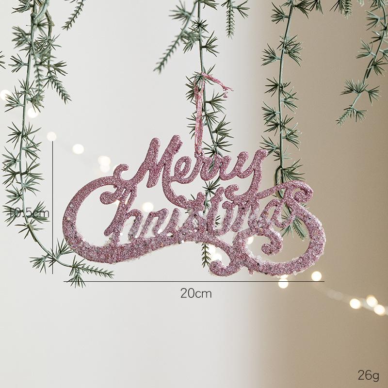 Christmas Merry Hanging Decoration Plastic Red Gold Glitter Hanging Sign Christmas Doorway Garden Store Hanging Text Ornaments