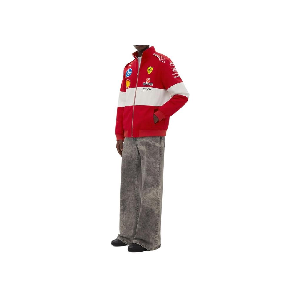 Puma Giacca da uomo con zip lunga e colletto alto, versatile, moda F1 Ferrari, rossa 763954-01