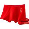 LangSha Qiji Red Men's Cotton Antibacterial Crotch Boxer Briefs Lucky Year of the Horse Red Men's Underwear 4-Pack