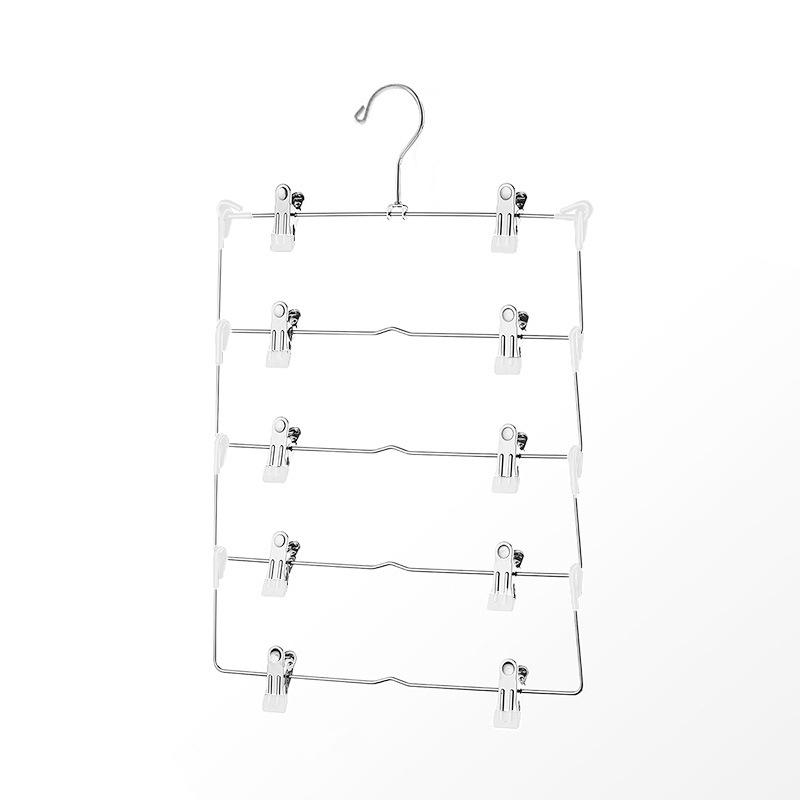 6-Layer Adjustable Foldable Metal Hanger with Clips for Skirts and Pants