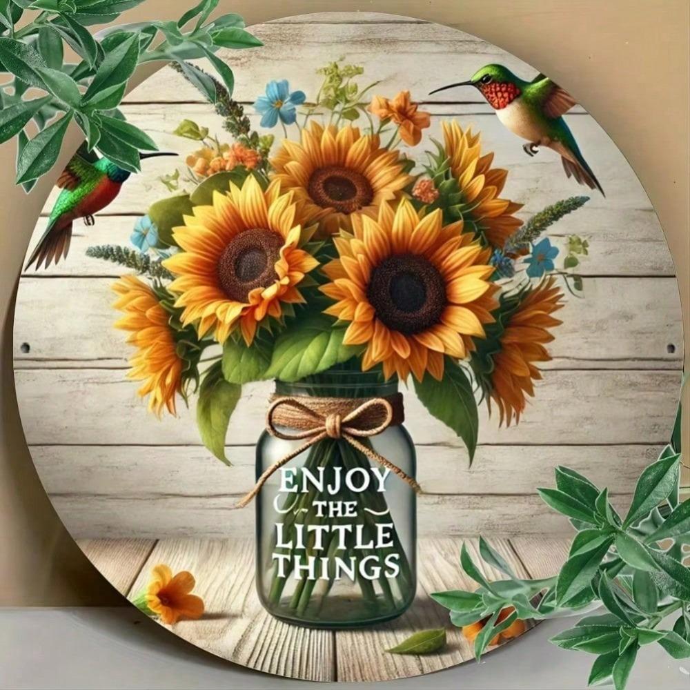 Vintage Metal Sign Enjoy The Little Things Retro Wall Art Home Farmhouse Decor