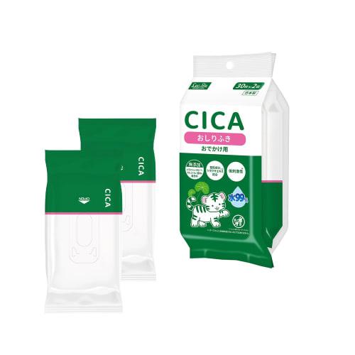 LEC CICA Baby Wipes, Portable, 30 Wipes x 2 Packs (60 Wipes), Skin Conditioning Ingredients, Centella Asiatica Extract, 99% Pure Water, Hypoallergenic
