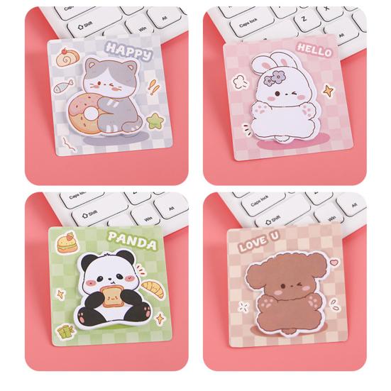 4Pcs Sticky Paper Cute Special-Shaped Cartoon Design Self Adhesive Note Pads