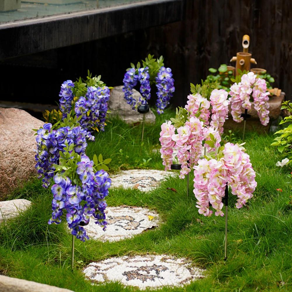2X Solcelle Hagelys Kunstige Wisteria Blomster Solcellelys Utendørs Hagebelysning, LED Hage Solcellelys For Gårdsplass/Terrasse/Landskap/Gangvei