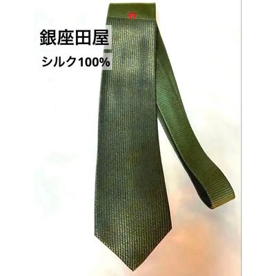 Used Ginza TAYA TAYA Necktie Green 100% Silk