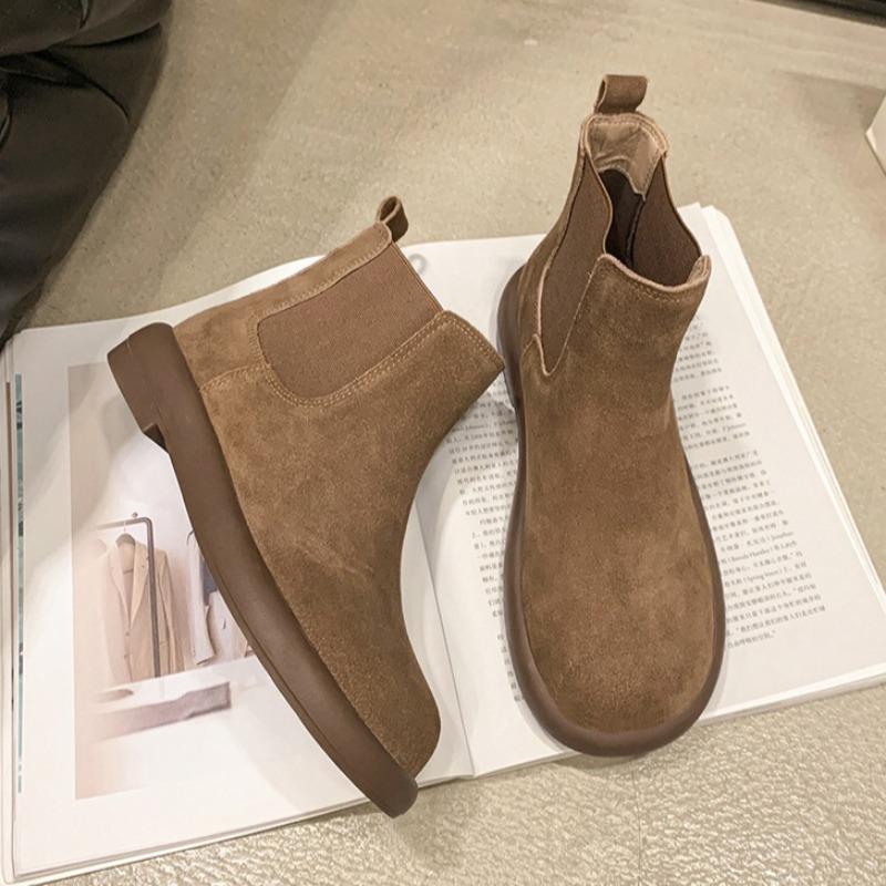 

Модные балетки Женские короткие ботинки Удобная обувь для женщины Дизайнерская замшевая классическая обувь 2025 Зимние повседневные новые ботильоны Де Мухер 39