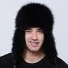 Luxury Men Bomber Hat Winter Warm Thick Fluffy Natural Fox Fur Trapper Ear Hats