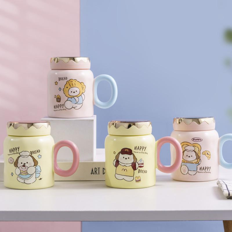 Creative Cartoon Bear Ceramic Cup Home Office Cup Couple Mug Store Celebration Souvenir Mirror Water Cup