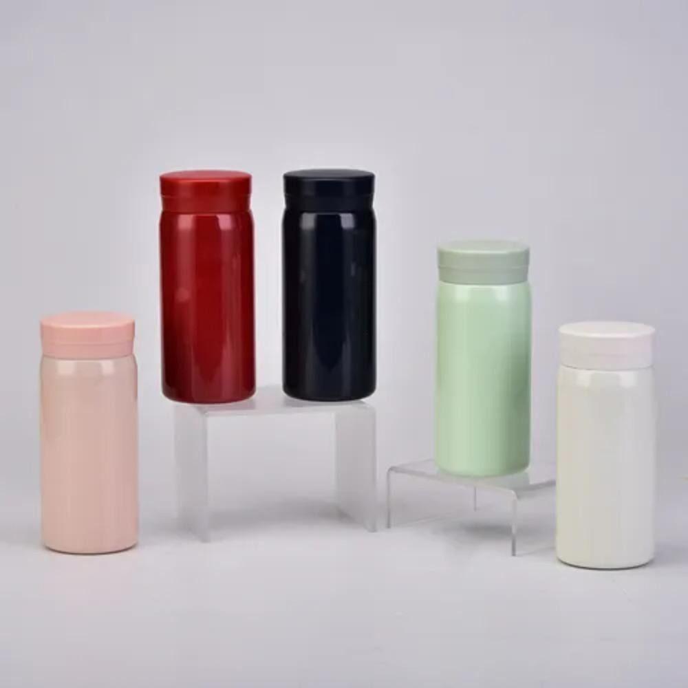 Solid Color Slim Insulated Thermal Water Bottle Round Hot Cold Water Bottle  Outdoor Hiking