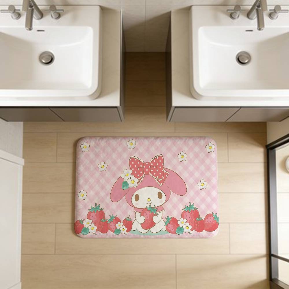 Cute M-my Melody Bathroom Mat Anti-slip Absorb Water Long Strip Cushion Bedroon Mat Welcome Doormat