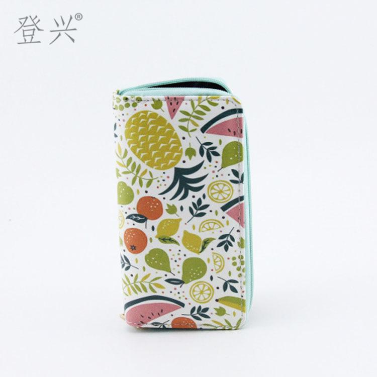 Neues kreatives Cartoon-Frucht-PU-Langreißverschluss-Portemonnaie, niedliches einfaches Studenten-Druck-Portemonnaie