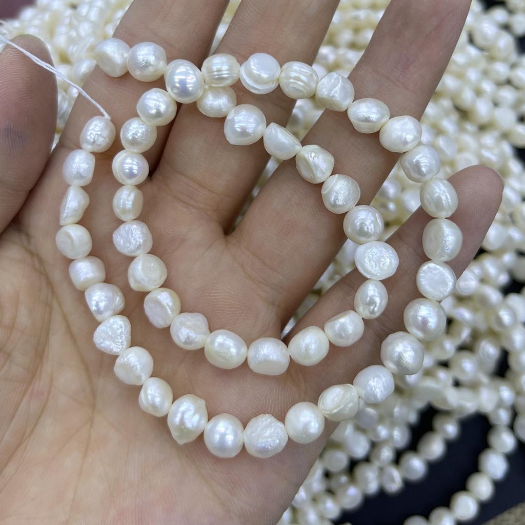 1String, Baroque White Natural Freshwater Pearls, Straight Hole Nugget Pearl Beads for Jewelry Making DIY Crafts Length 36cm)