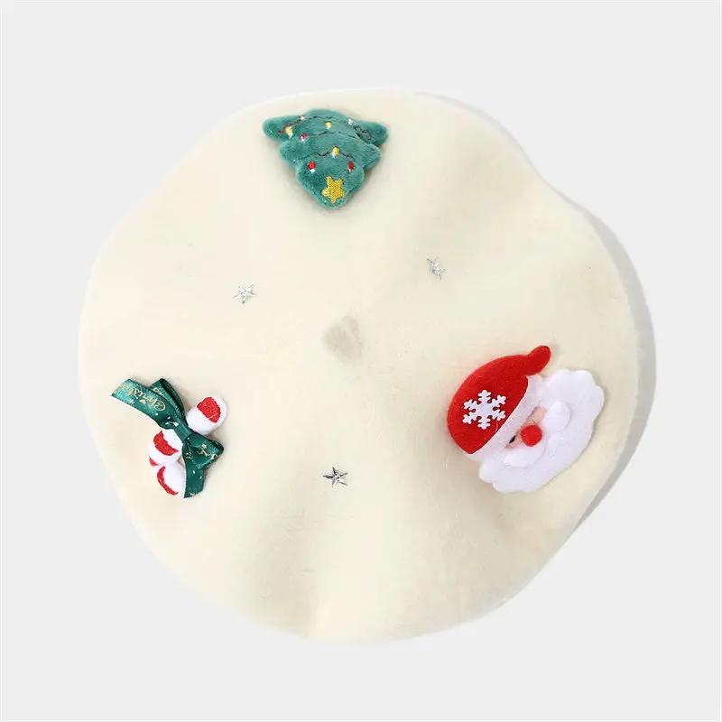 LDSLYJR Autumn Winter Cotton Cartoon Warm Beret Painter Hat Octagonal Hat Women and Girl 02