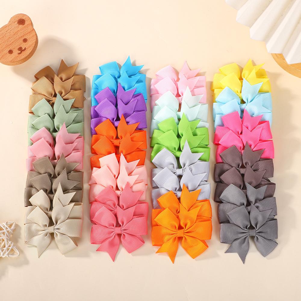 

40pcs 2.5 Solid Color Ribbon Kids Bows Hair Clips Baby Girls Toddler Hairpins Pinwheel Headwear Hair Accessories