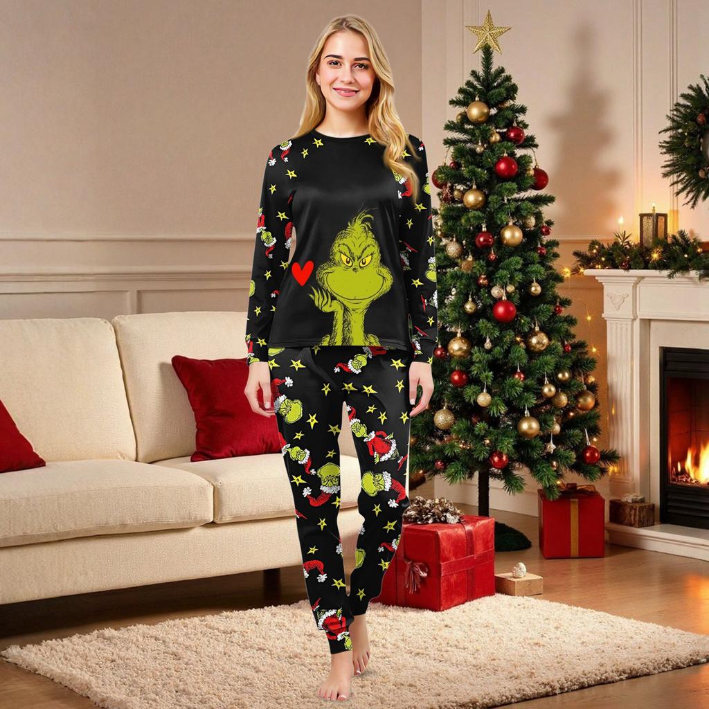 Family Matching Print Sets Pajamas Loungewear Outfits Family Matching Long Sleeve Tops+Pants Set