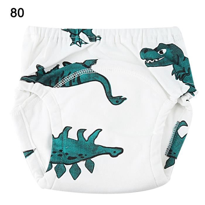 Surcouche culotte Motif de dinosaure de bande dessinée Pantalon de formation en coton pour bébé Sous-vêtements imperméables (80) AIZ