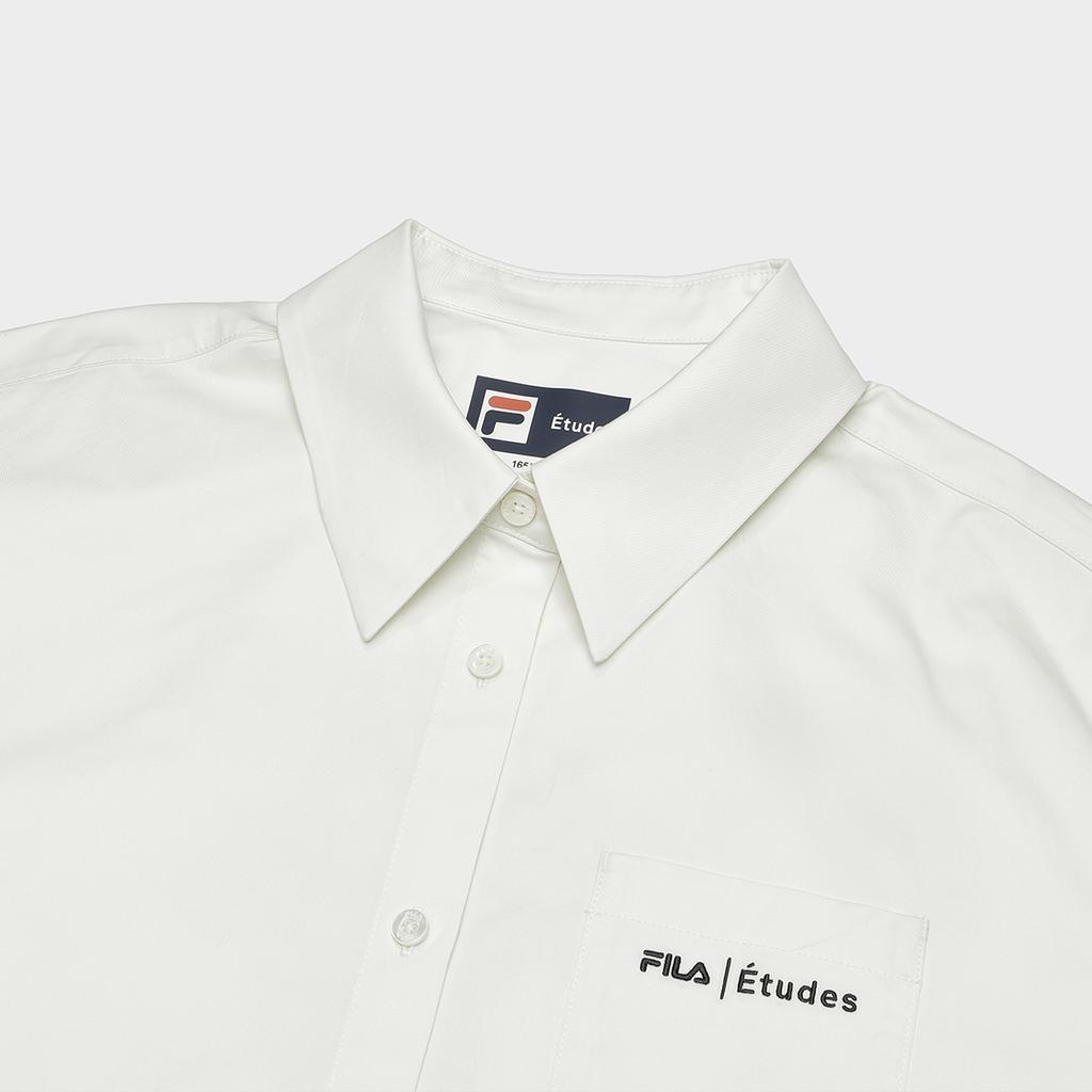 FILA X ETUDES Collaboration Loose Comfortable Woven Long Sleeve Shirt With Back Print Women shirts Coconut-White F11W346403F-IV