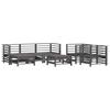 7 Piece Garden Lounge Set with Cushions Grey Solid Wood