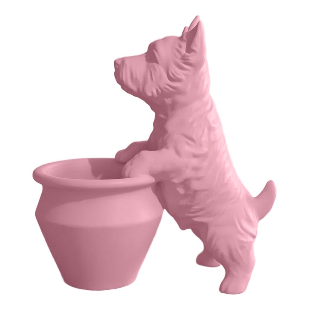 18CM West Highland Terrier Dog Planter Decorative Resin Flower Pot Holder Indoor Outdoor Garden Accent with Detailed Figurine Design