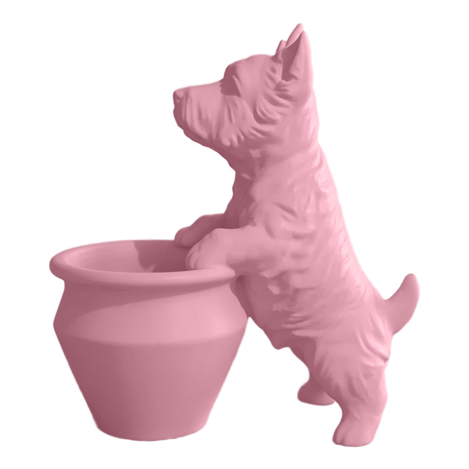

18CM West Highland Terrier Dog Planter Decorative Resin Flower Pot Holder Indoor Outdoor Garden Accent with Detailed Figurine Design One Size розовый
