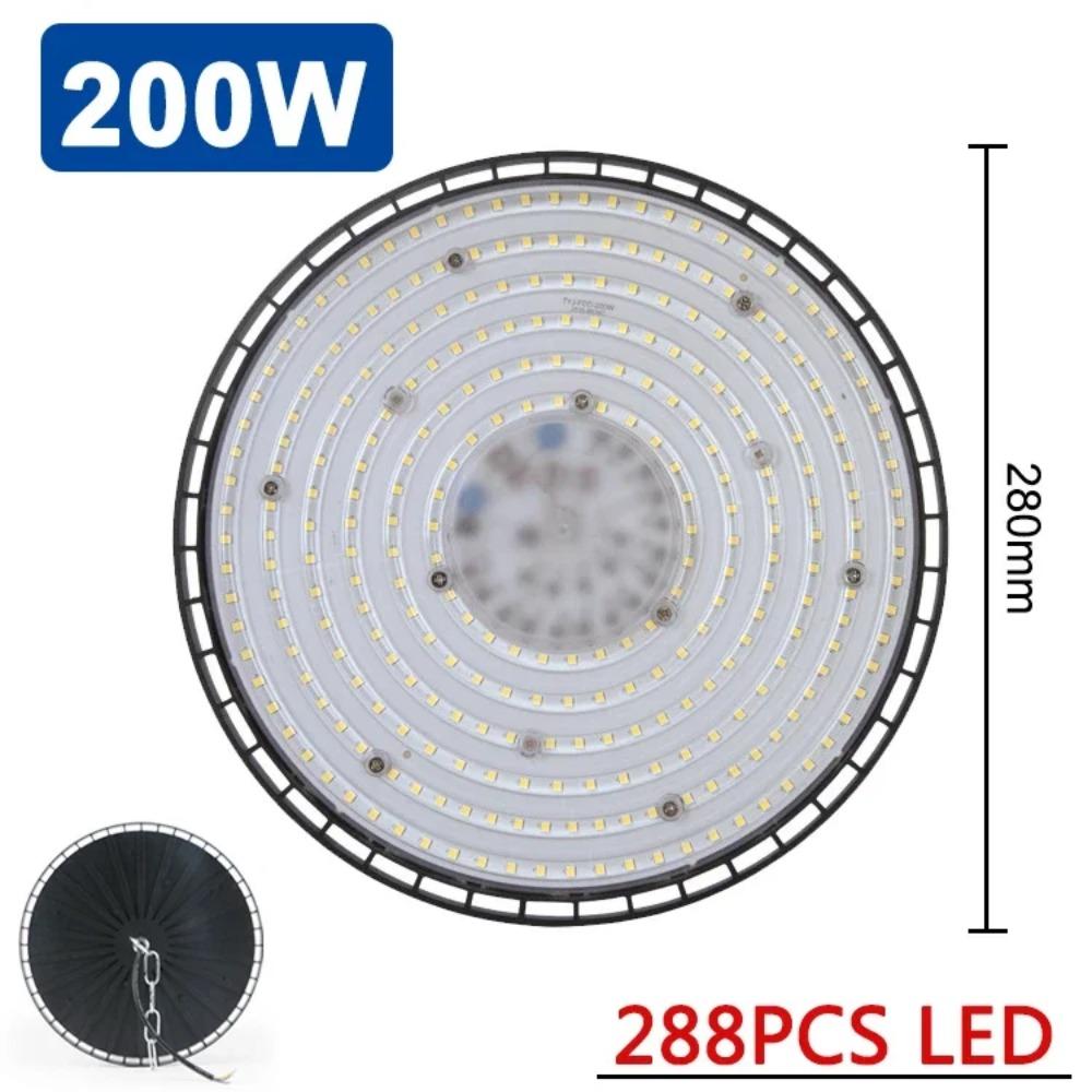 6500K 100W/150W/200W 144/216/288LED Super jasne diody LED oświetlenie przemysłowe oświetlenie garażowe oświetlenie High Bay IP65 wodoodporne do siłowni magazyn fabryka