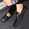 Fashion Mens Leather Shoes Round Toe Flat Black Male Casual Shoe Legitimate Designer in Promotion New Footwear Offer Social Trend