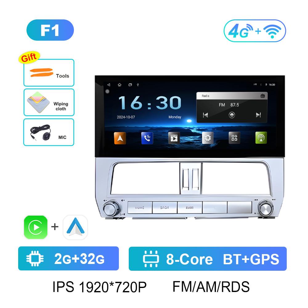 

Навигация GPS Беспроводной Carplay Автомобильное видео для Toyota Prado 2018 Радиоплеер 12,3-дюймовый Автомагнитола Bluetooth Вентилятор охлаждения Головное устройство