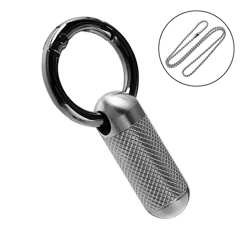 Titanium Alloy Pill Case Keychain Buckle Emergency Sealed Medicine Spice Bottle Waterproof Canister First Aid Camping EDC Tools