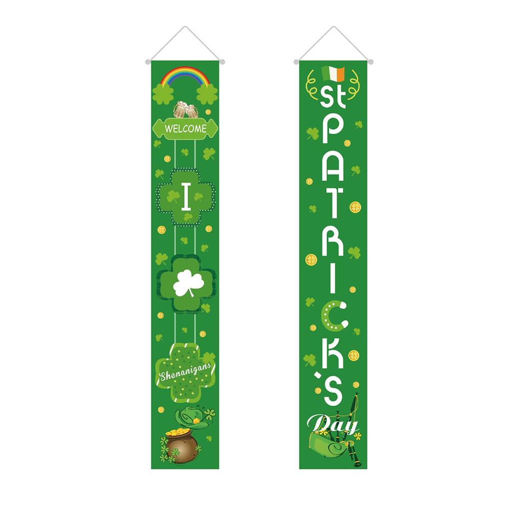 St. Patrick'S Day Family Party Door Frame Decoration Couplet Polyester Cloth Flag Poster Customization