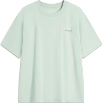 Li Ning Chinese Culture Series Letter Round Neck Comfortable Breathable Versatile Casual Short Sleeve T-Shirt Men T-Shirt Light-Moss-Blue AHSU317-5