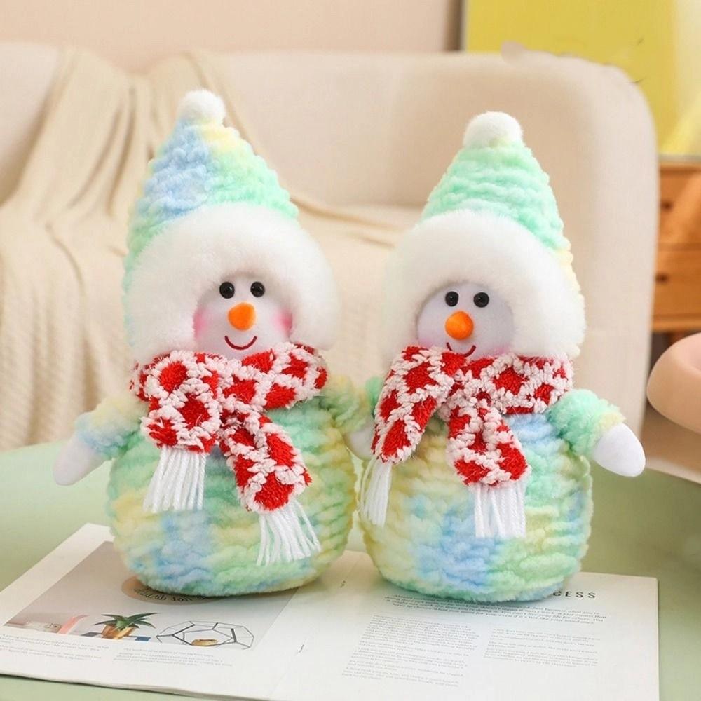 Fluffy Santa Claus Plush Toys Cartoon Snowman Stuffed Dolls Scarf Snowman Plush Toy  Party Favors