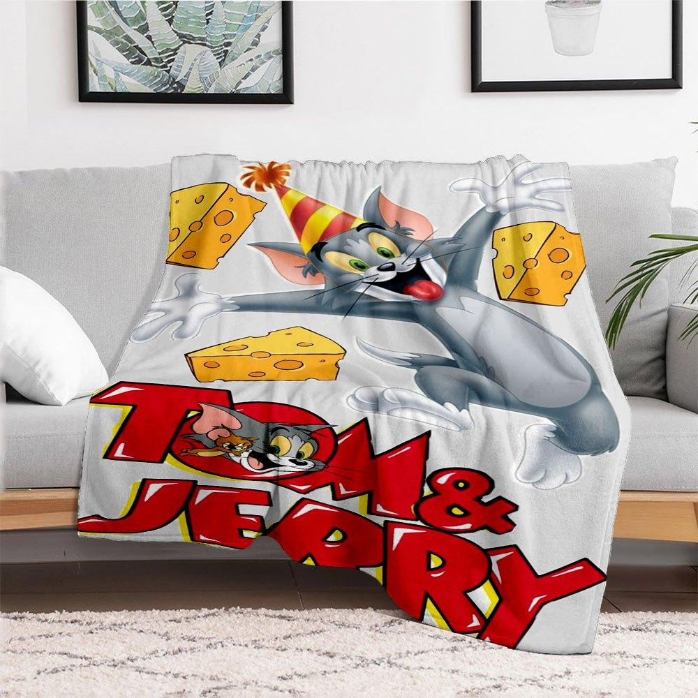 Tom & Jerry Phone Case CoverBlanket Flannel Throw Blanket for Sofa, Bed, Travel, Camping, Office