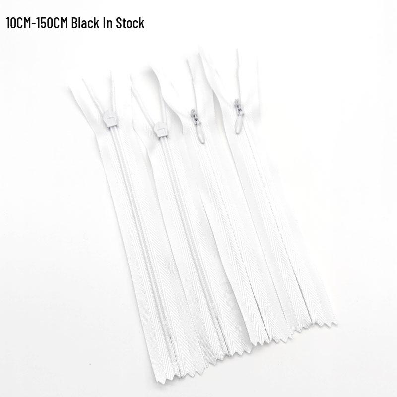 White Invisible Nylon Zipper No. 3 for Cushions with Fabric Edge