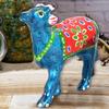 Paper Mache Showpiece Cow for Home Decoration (Sky Blue, Set of 3)