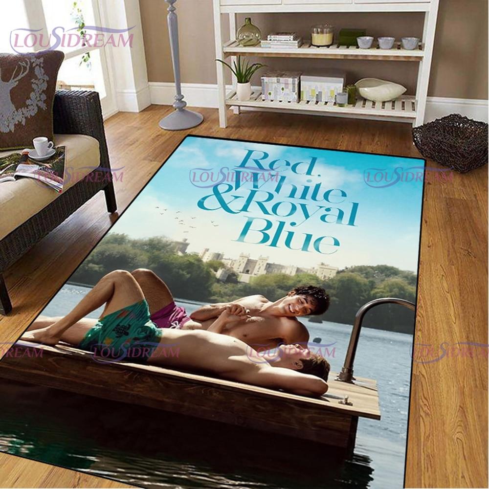 

Коврик с 3D принтом, красный, белый и королевский синий, ковер для гостиной, спальни, современный напольный коврик, коврики с любовью, дверные коврики для кино, Декор для входа