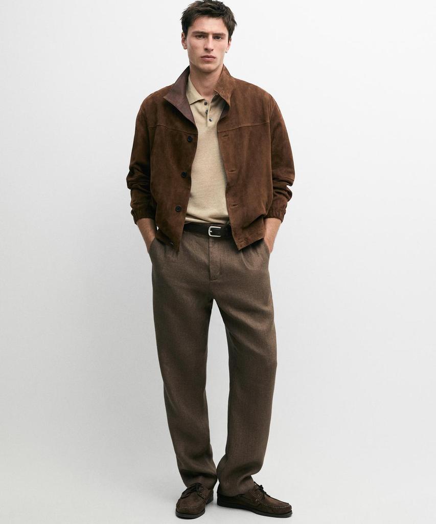 Masimodutti Total Look Linen Herringbone Detail Pants