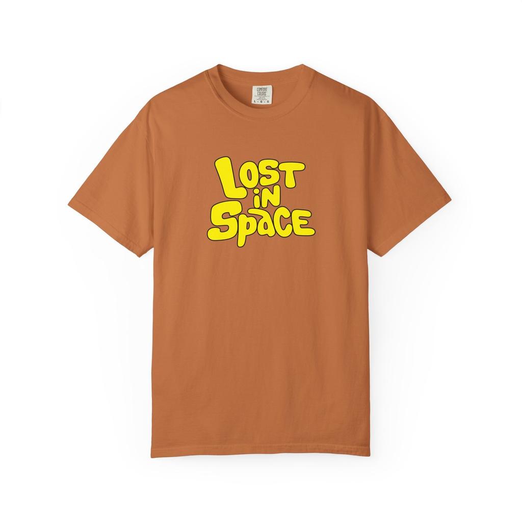 Lost In Space Yellow Bubble Text T-Shirt | Retro Typography