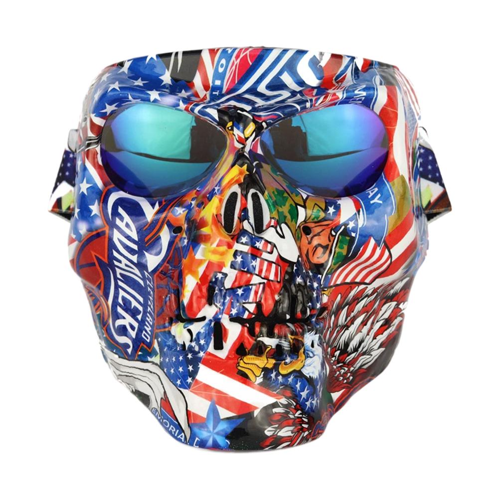Motorcycle Goggles Face Shield Skull Mask with Goggles Full Face Tactical Mask for Motocross Helmet Moto Ghost Decor Accessories