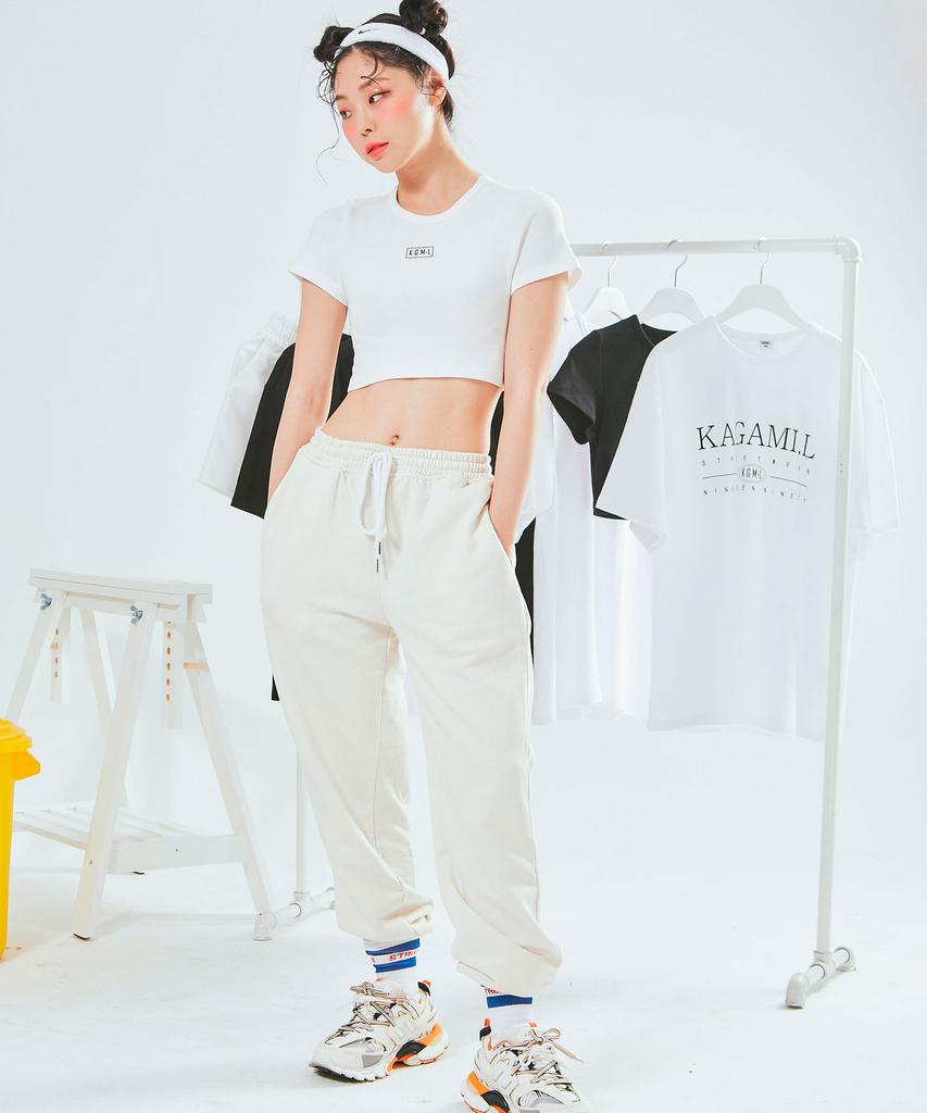 Kagamiel Square Logo Crop T-Shirt White