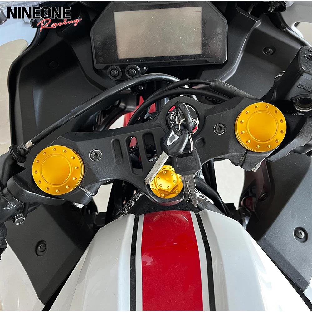 Fork Cap Covers Fit For YAMAHA YZF R3 R25 2019-2025 Aluminum CNC Triple Tree Stem Yoke Cap Front Fork Covers YZF-R3 YZF-R25
