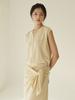 NOUVE [Set] Linen Sleeveless Cardigan + Skirt + Shawl - Light Beige